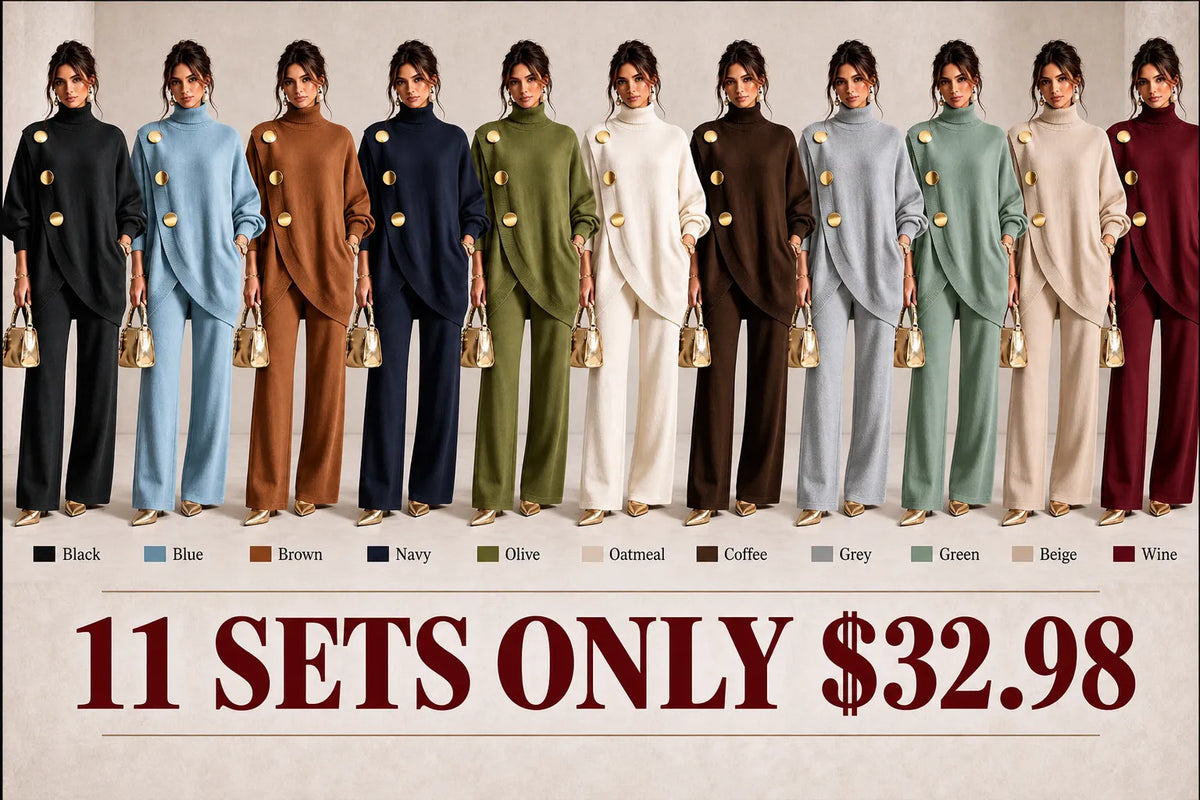 Elegant Knit Asymmetrical Button Set