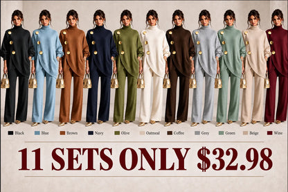 Elegant Knit Asymmetrical Button Set