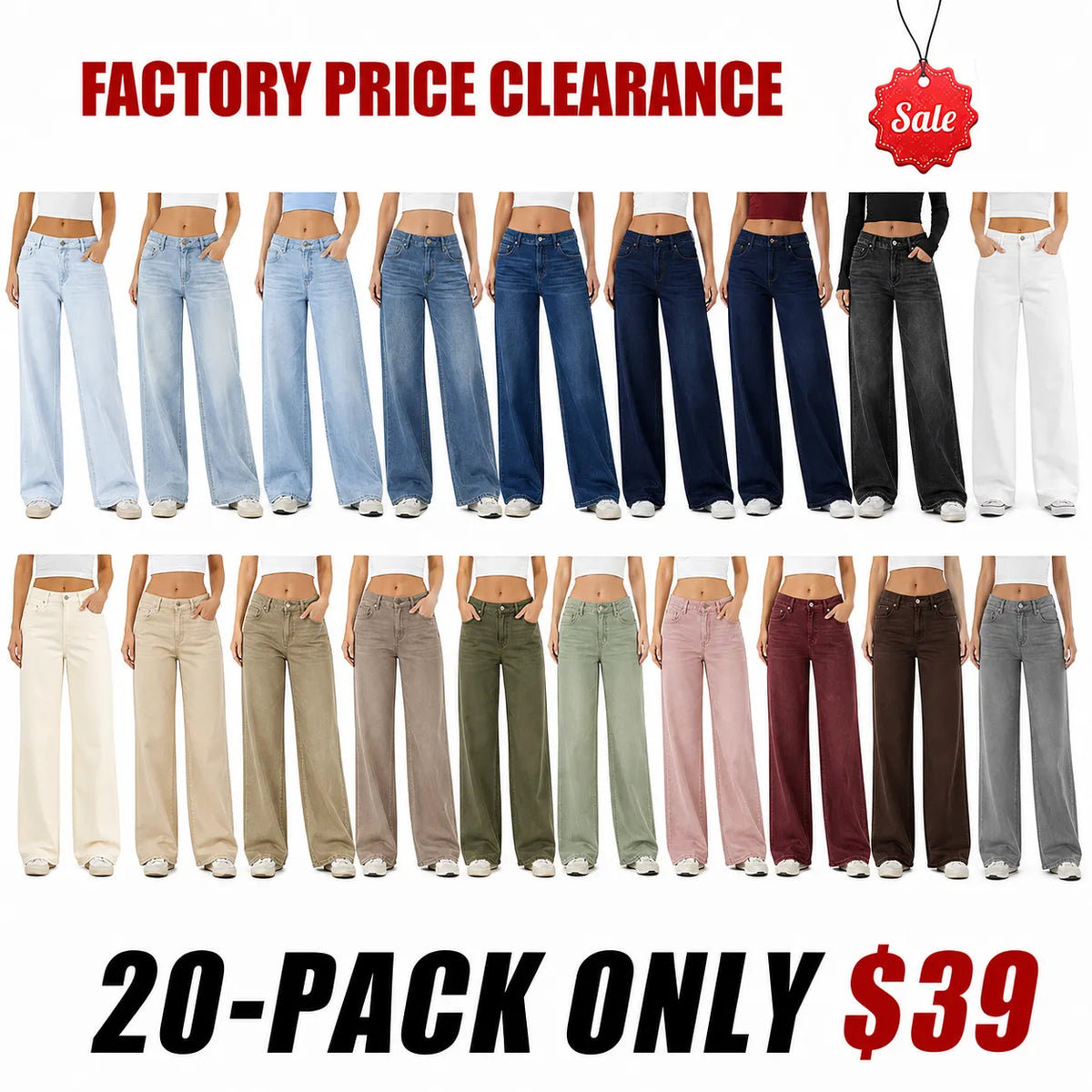 Low Rise Zip Pocket Washed Wide Leg Loose Casual Denim Jeans