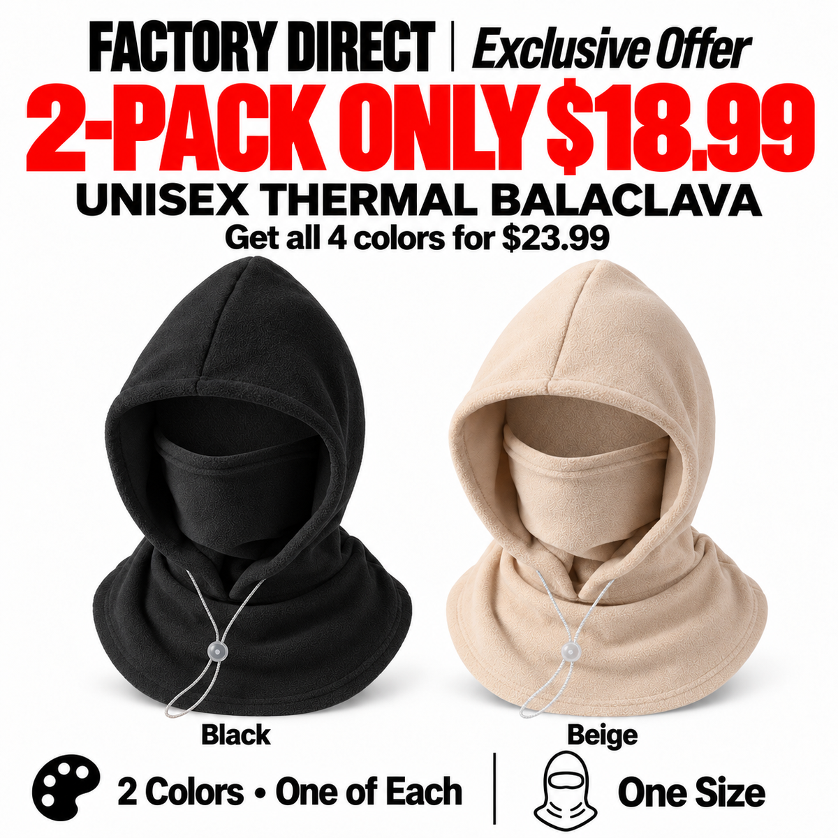 ⏳LAST DAY SALE ONLY $9.99!!✨Thermal Balaclava Face Mask with Drawstring
