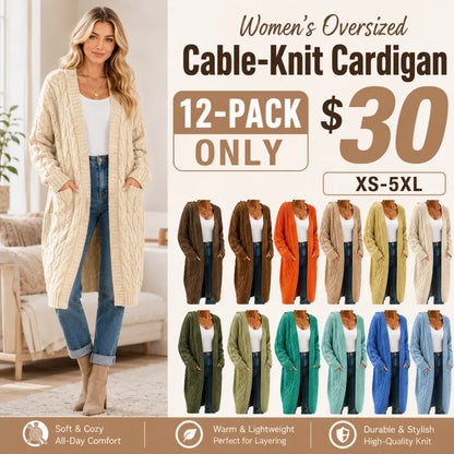 Women's Oversized Acrylic Cable-Knit Cardigan