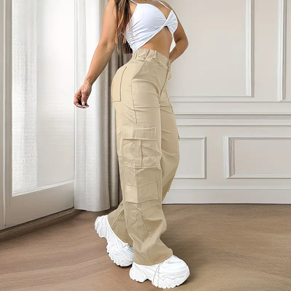 Women's Cargo Work Pants – Multi-Pocket Straight-Leg Outdoor Trousers，International shipping available