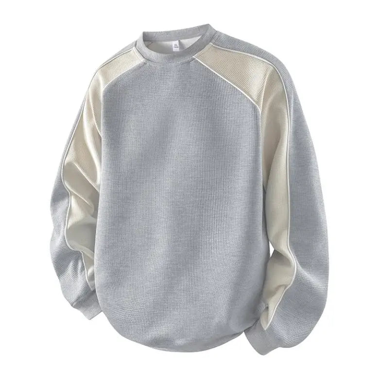 Men's 100% Cotton French Terry Relaxed-Fit Color-Block Crew Neck Sweatshirt