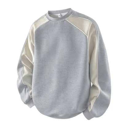 Men's 100% Cotton French Terry Relaxed-Fit Color-Block Crew Neck Sweatshirt
