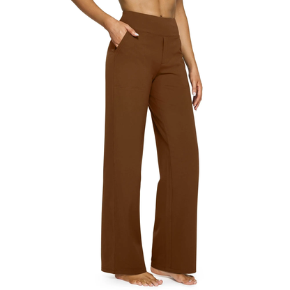 Women's 6-Pack High Waist Wide Leg Pants – Soft Stretch Yoga Pants with Pockets, Plus-Size Business Casual Daily Wear