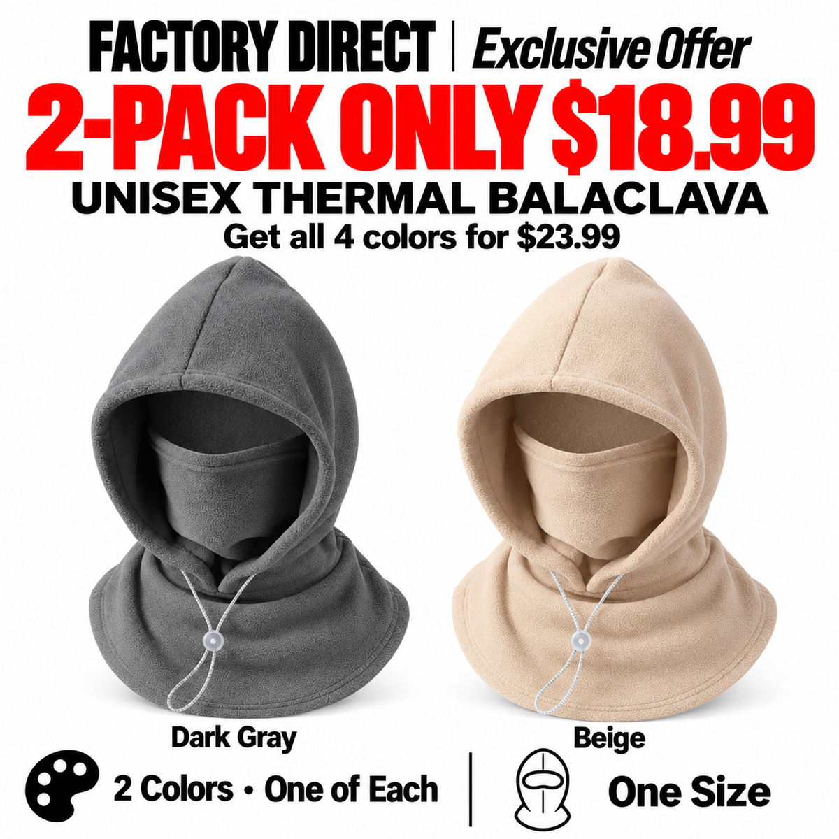 ⏳LAST DAY SALE ONLY $9.99!!✨Thermal Balaclava Face Mask with Drawstring