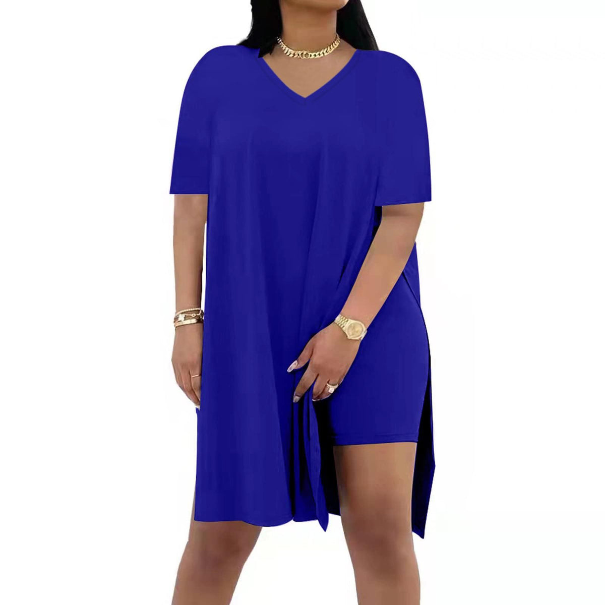 🔥 LAST DAY SALE – Women's Casual 2-Piece Outfit – Oversized Tunic & Biker Shorts