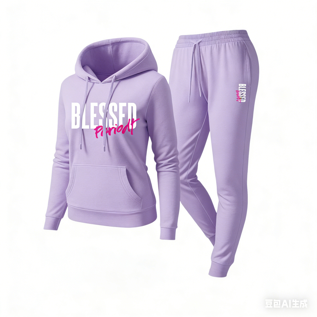 Women's Blessed Graphic Hoodie & Jogger Set – Cozy 2-Piece Casual Tracksuit