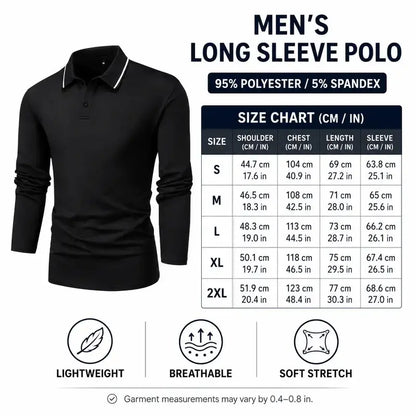 2-Pack Men's Long-Sleeved Lapel Polo Shirts
