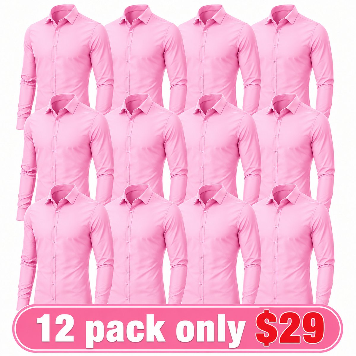 Men's Stretch Dress Shirt – Slim-Fit, Muscle-Contouring, Non-Iron Button-Down