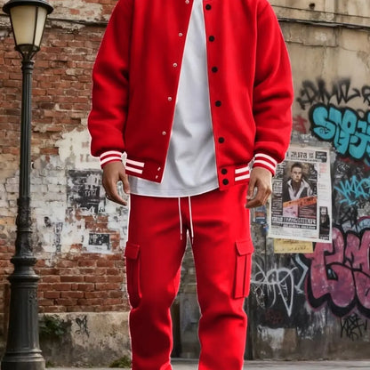 Men's Baseball Jacket and Cargo Pants Set