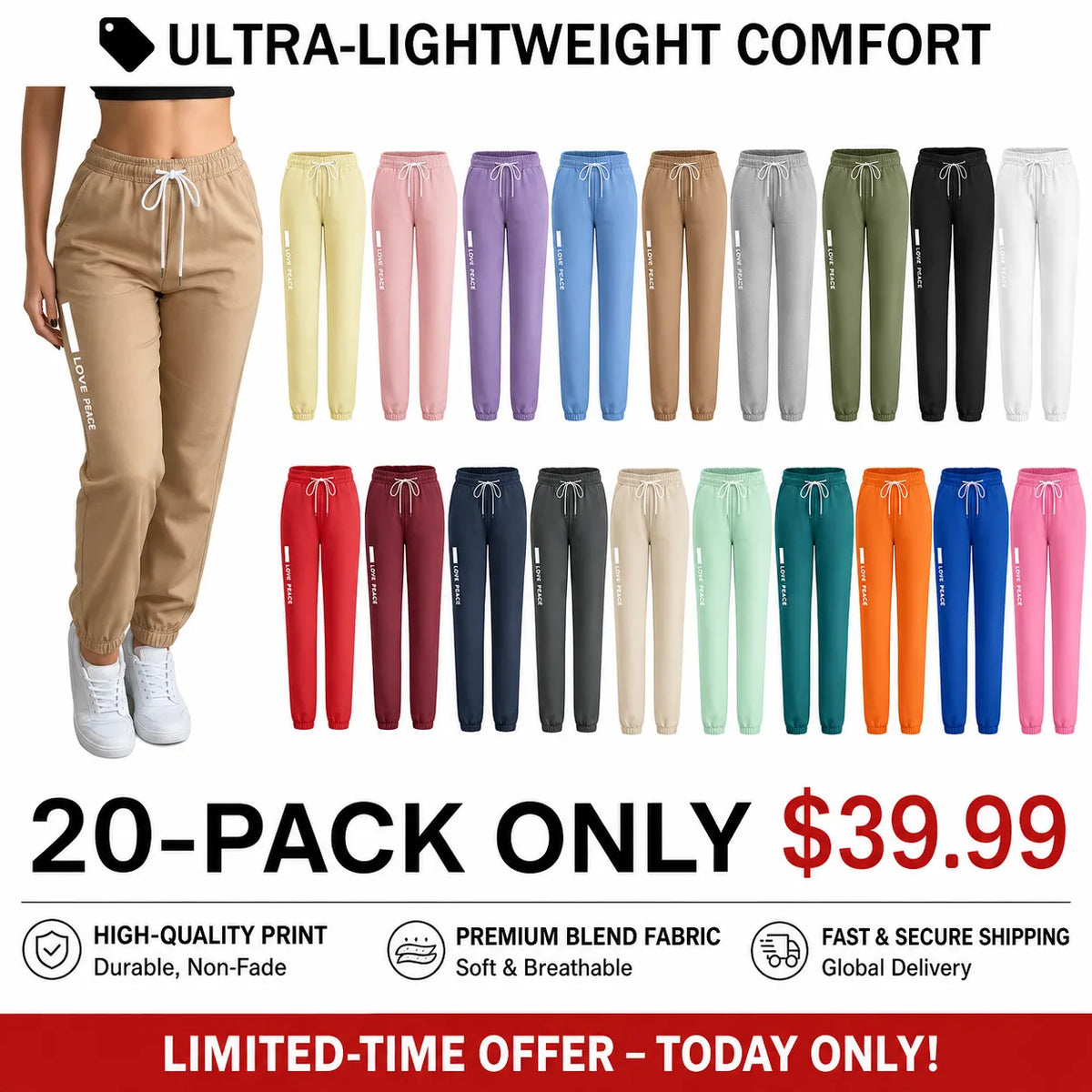 Women's Lightweight Stretchy Casual Jogger Pants