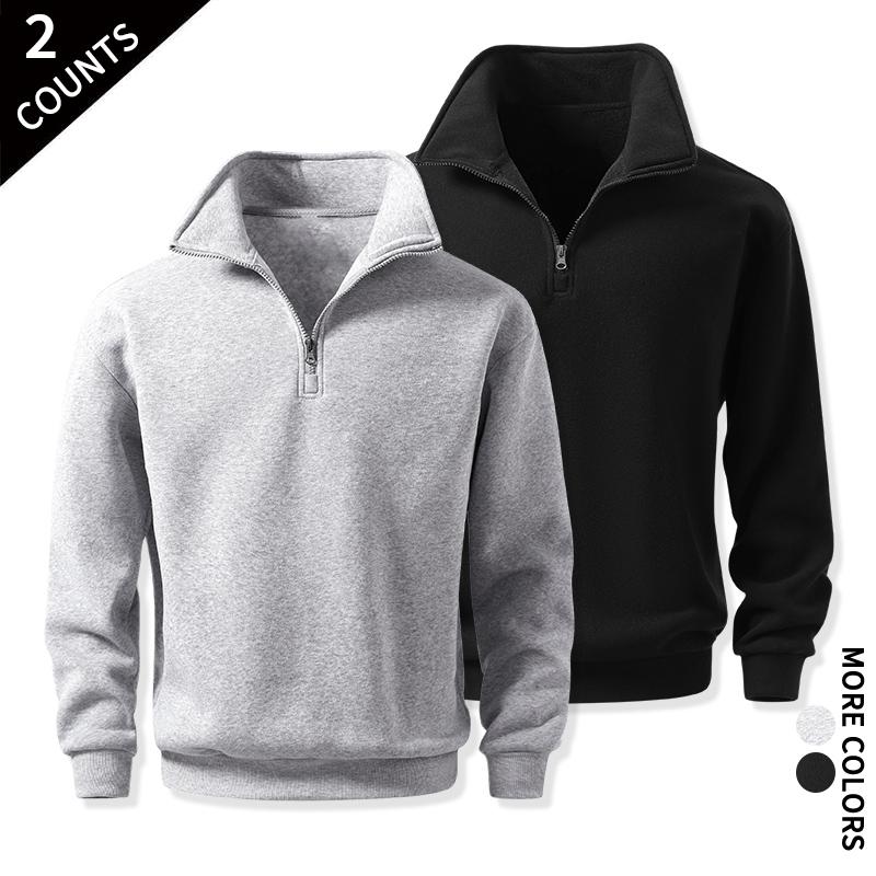 Men's Cozy Quarter-Zip Sweatshirts, Single or 2-Pack