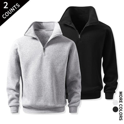 Men's Cozy Quarter-Zip Sweatshirts, Single or 2-Pack