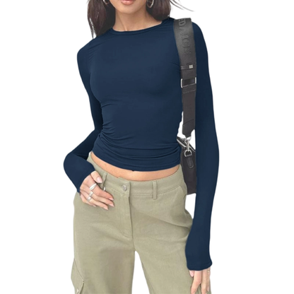 Women's Solid Long Sleeve Sports Tee