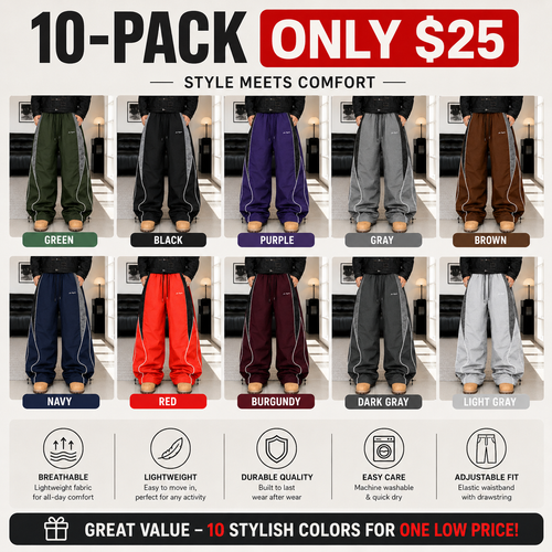 Men's high street style contrasting color splicing side striped tied wide-leg pants