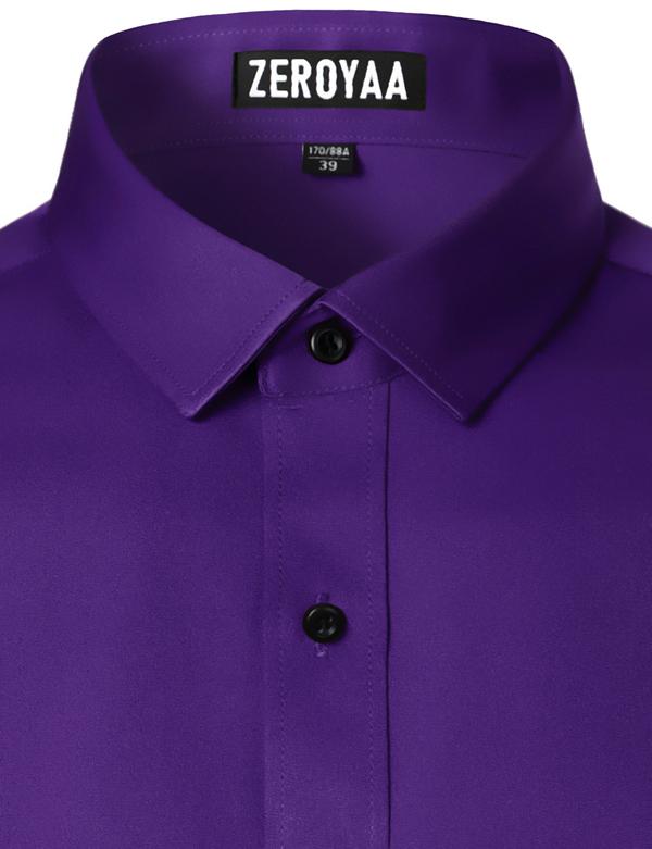 Men's Satin Long Sleeve Dress Shirt Slim Fit
