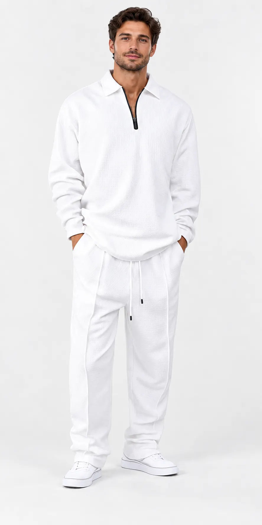 Men's basic casual sweatshirt and sweatpants two-piece set