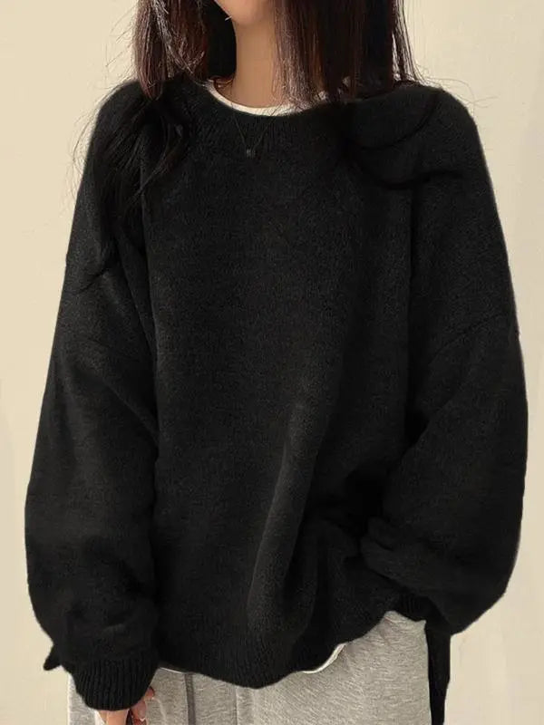🤲Women's Drop Shoulder Split Hem Sweater