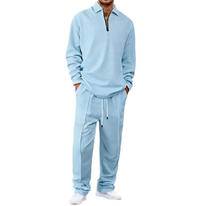Men's solid color checkered casual suit