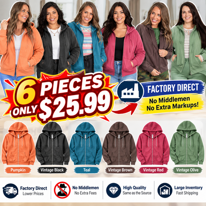 🔥 FALL SALE | 6 FOR ONLY $25.99! Women's Cozy Campfire Full-Zip Hoodies – Soft Fleece Everyday Essentials