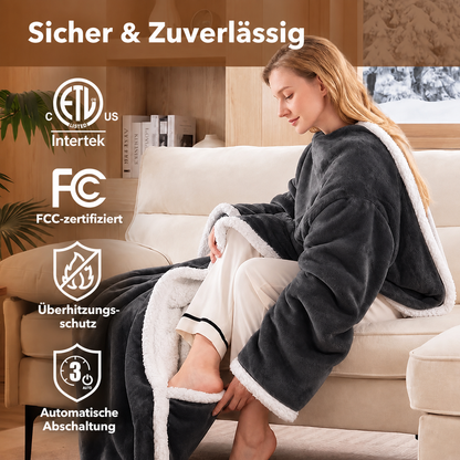 🔥 Tragbare Heizdecke mit Fußtasche aus Sherpa 🔥 Überhitzungsschutz & automatische Abschaltung