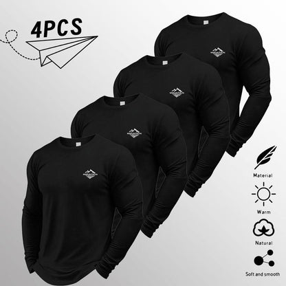 Men's 4-Pack Long Sleeve T-Shirts – Soft Crewneck Everyday Casual Basics