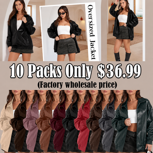 🤲Leather Jacket Women Faux Oversized Motorcycle Bomber Coats 2025 – Bold, Chic & Unstoppable