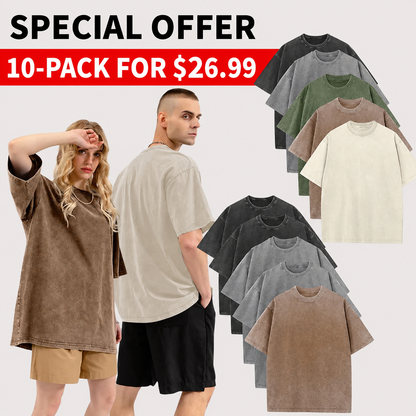 Men's Oversized Vintage Acid-Wash T-Shirt Heavyweight Cotton Streetwear for Gym & Everyday Wear