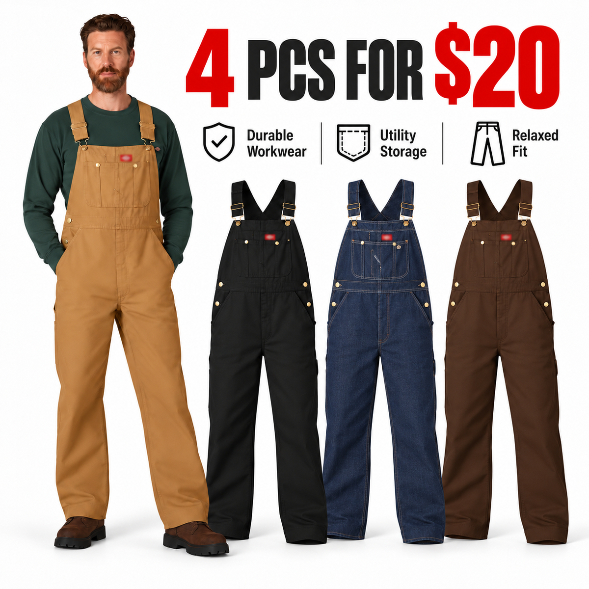 🔥LAST DAY CLERANCE🔥Men's Classic Bib Overalls - 4 PCS
