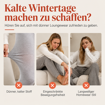 ☁️ Wohlfühl-Komfort | Plüschige Damenhose mit Karomuster und weitem Bein