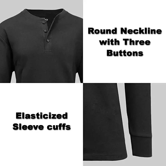 Men's 5-Pack 100% Cotton Waffle-Knit Thermal Shirts – Crew Neck & Henley