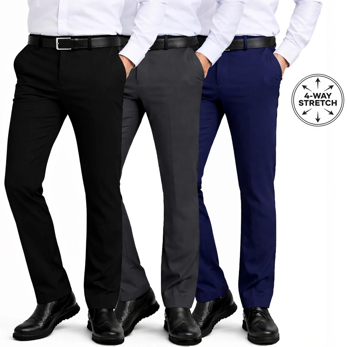 Men's Slim Fit Dress Pants with Flex Stretch Fabric