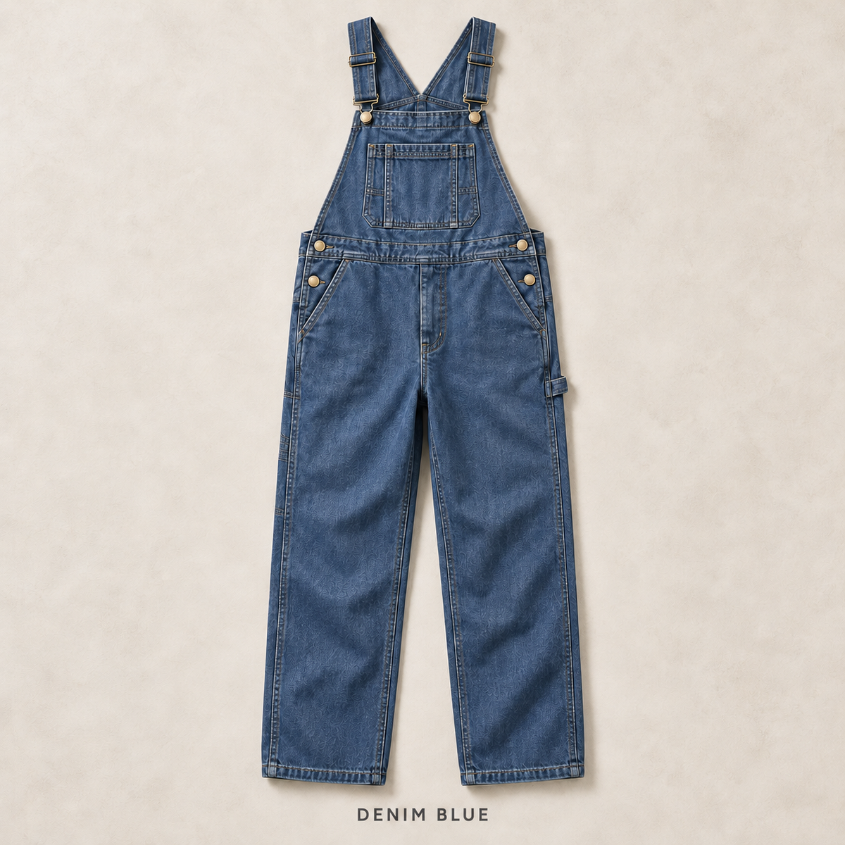 Men's Heavyweight Cotton Denim Overalls Relaxed Fit Straight Leg Dungarees with Multi Pocket Utility