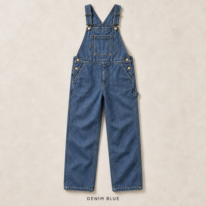 Men's Heavyweight Cotton Denim Overalls Relaxed Fit Straight Leg Dungarees with Multi Pocket Utility