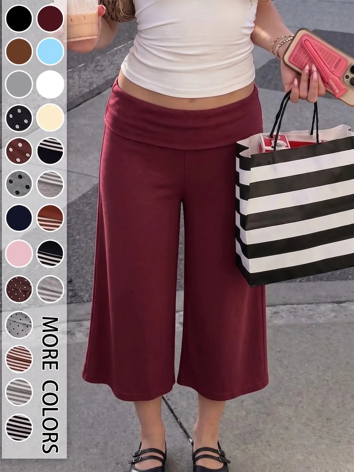 🔥Women's Mid Waist Turn-Up Capri Leggings