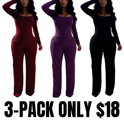 Women's Sexy Plain Long Sleeve Jumpsuit