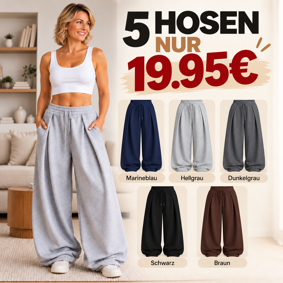 📢🎉50%Rabatt!!!🛍️✨Casual Pleated Wide-Leg Sweatpants for Women