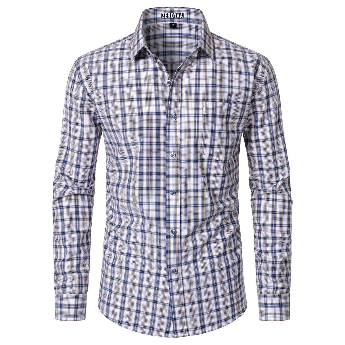 Men's Plaid Long Sleeve Dress Shirt