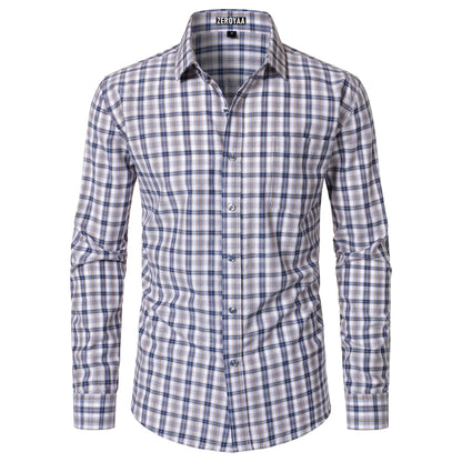 Men's Plaid Long Sleeve Dress Shirt