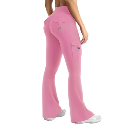 Women's High Waisted Scrunch Flare Yoga Leggings with Pockets