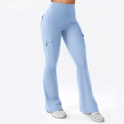Women's High Waisted Scrunch Flare Yoga Leggings with Pockets