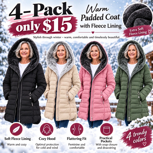 🔥Women’s Hooded Padded Winter Coat with Soft Fleece Lining, Flattering Fit Quilted Jacket with Pockets
