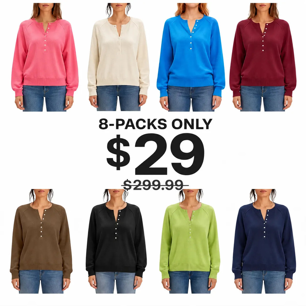 Womens Long Sleeve Kinitting Sweater Tops