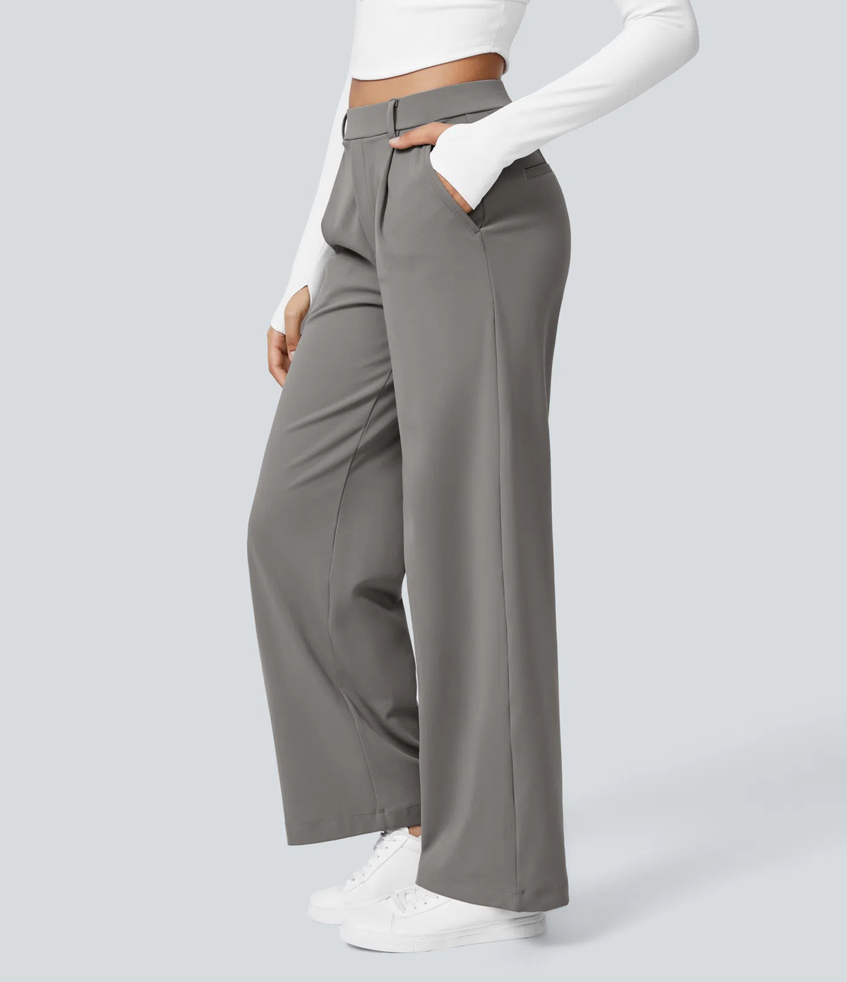 🔥 LAST DAY SALE  High‑Waist Straight‑Leg Tailored Trousers with Side Pockets