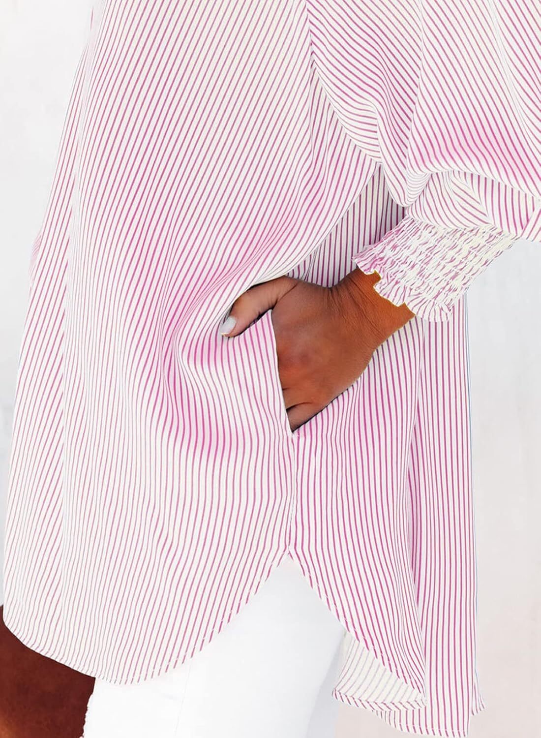 Women's Striped Oversized Button Down Shirt | Casual Long Sleeve Top