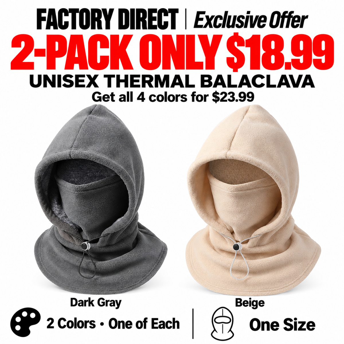 ⏳LAST DAY SALE ONLY $9.99!!✨Thermal Balaclava Face Mask with Drawstring