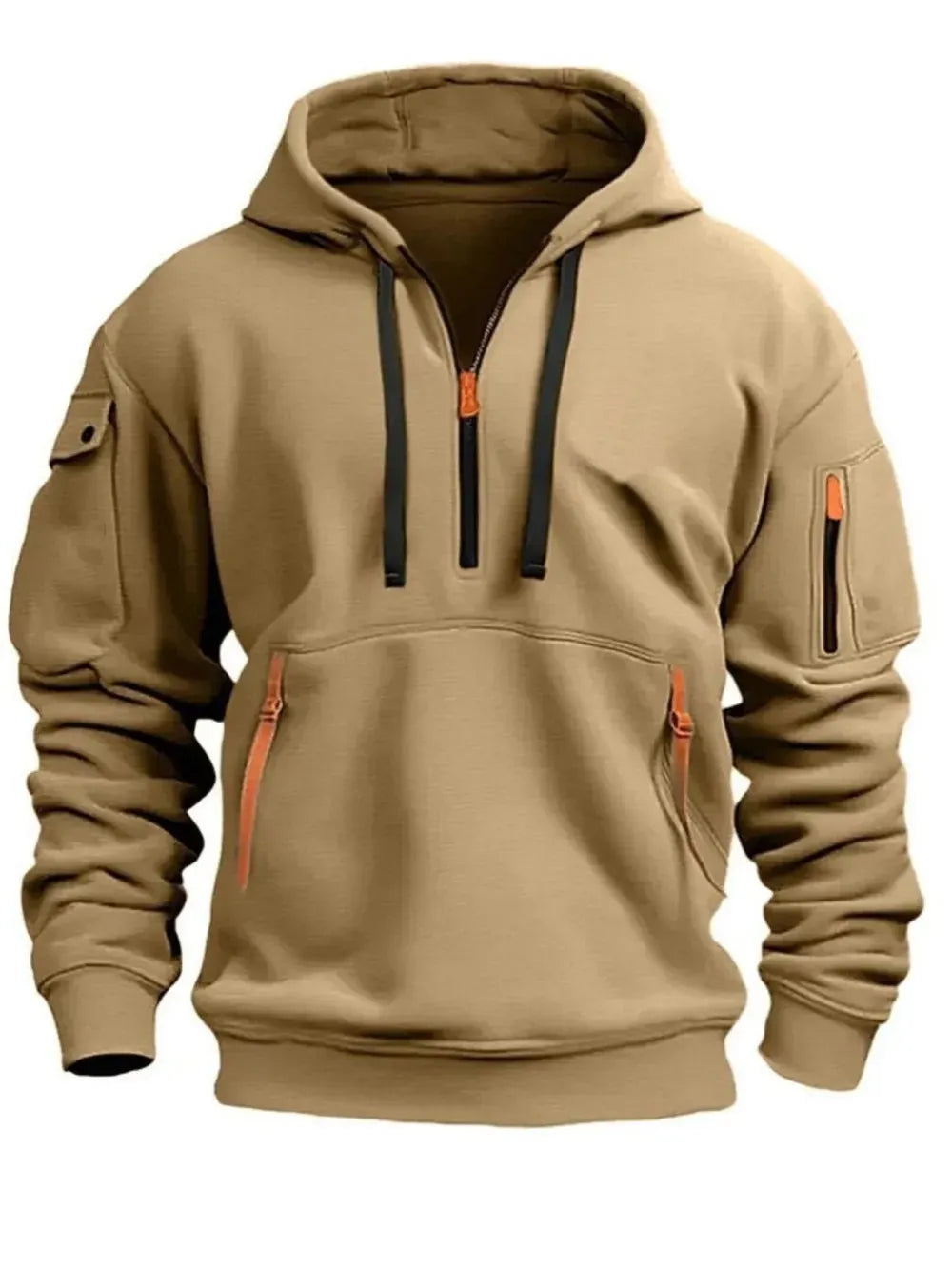 Men's autumn&winter hooded fashion sweatshirt with multiple pockets