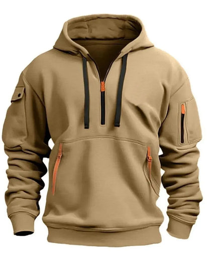 Men's autumn&winter hooded fashion sweatshirt with multiple pockets