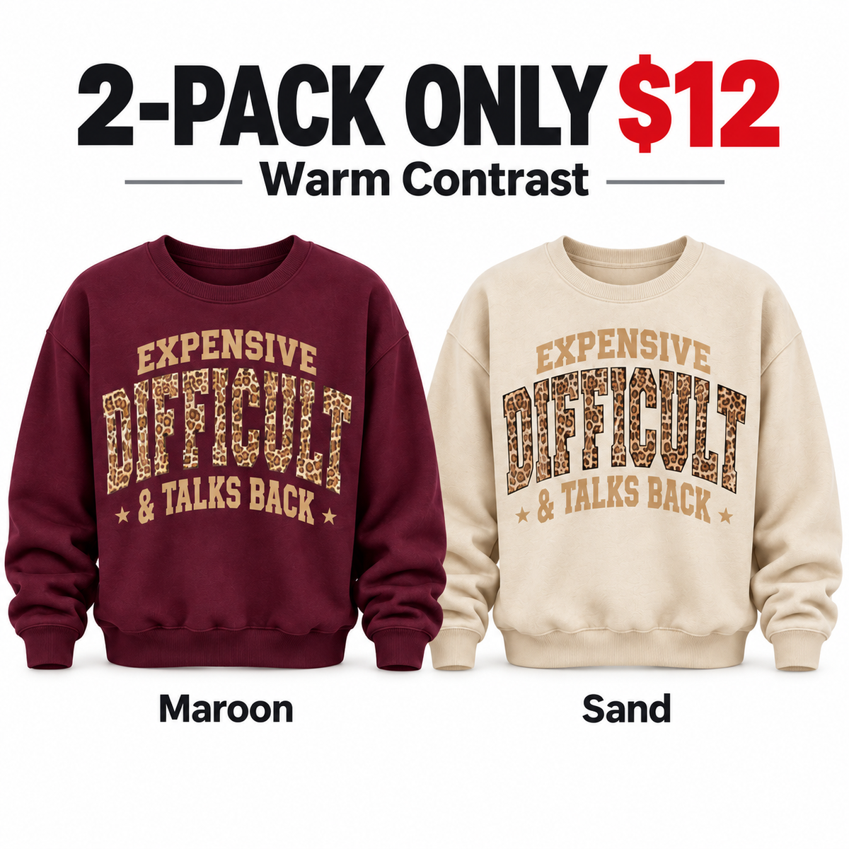 10-PACK ONLY $2410 colors. ---✨ Everyday Leopard Graphic Sweatshirt